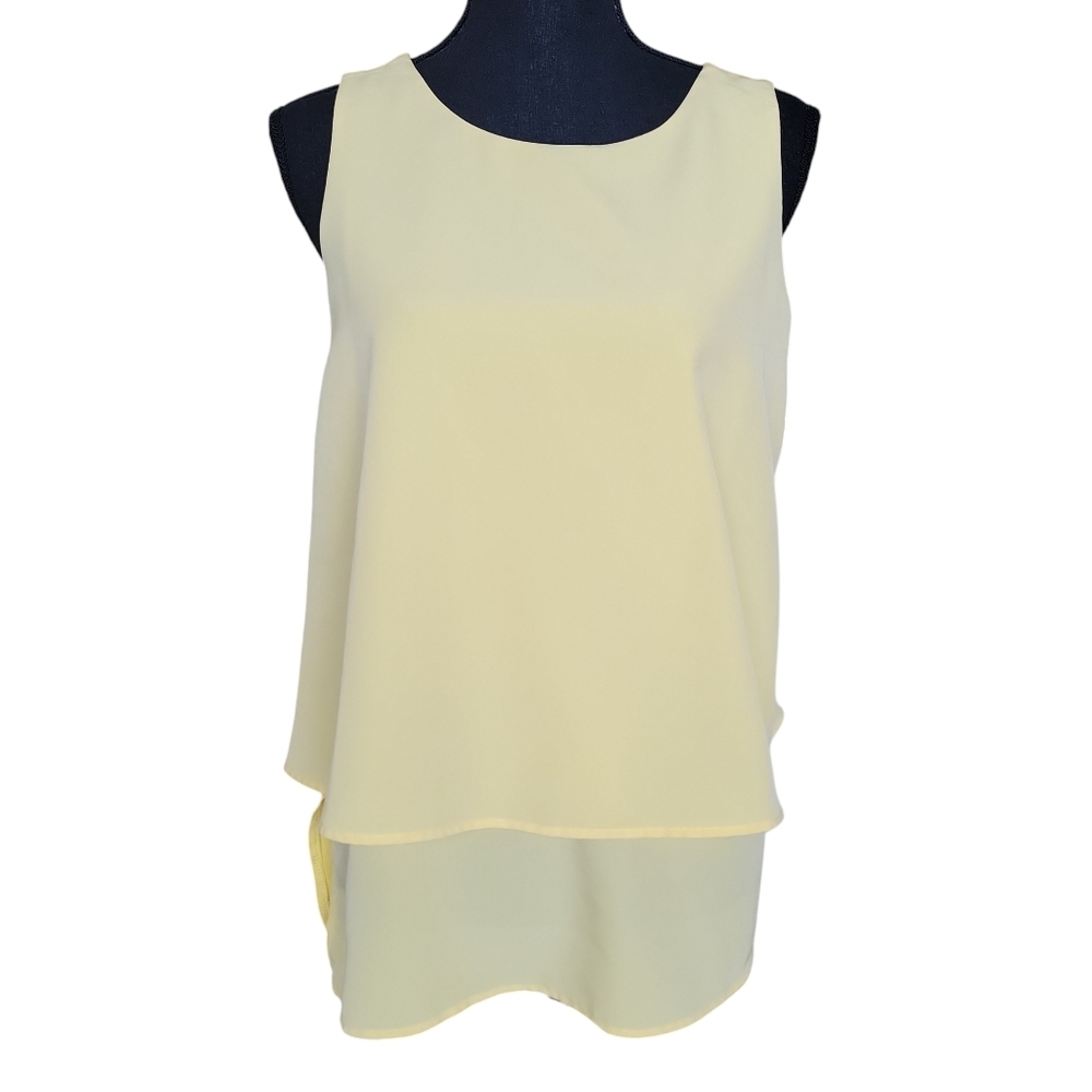 DG2 by Diane Gilman Bright Yellow Layered Easy Tank Women's Size S